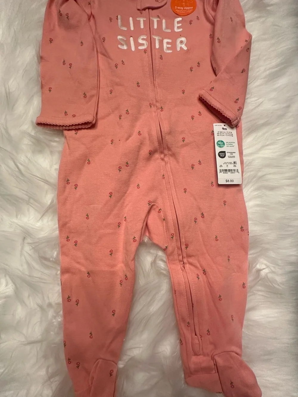 Carter's Coral Pink 'Little Sister' Footed One-Piece